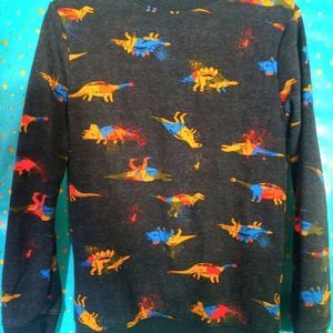 🔴 2/$20 Cat & Jack Boys Large 10/12 Comfy Long Dinosaur Sweatshirt Neon